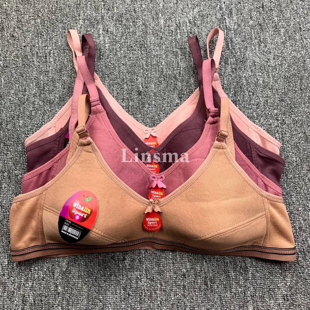 3/1PCS - BH Bra Sport Wanita | Bra BH Remaja Dewasa Tanpa Kawat Busa Tipis Bahan Rayon Kait 2 Ukuran
