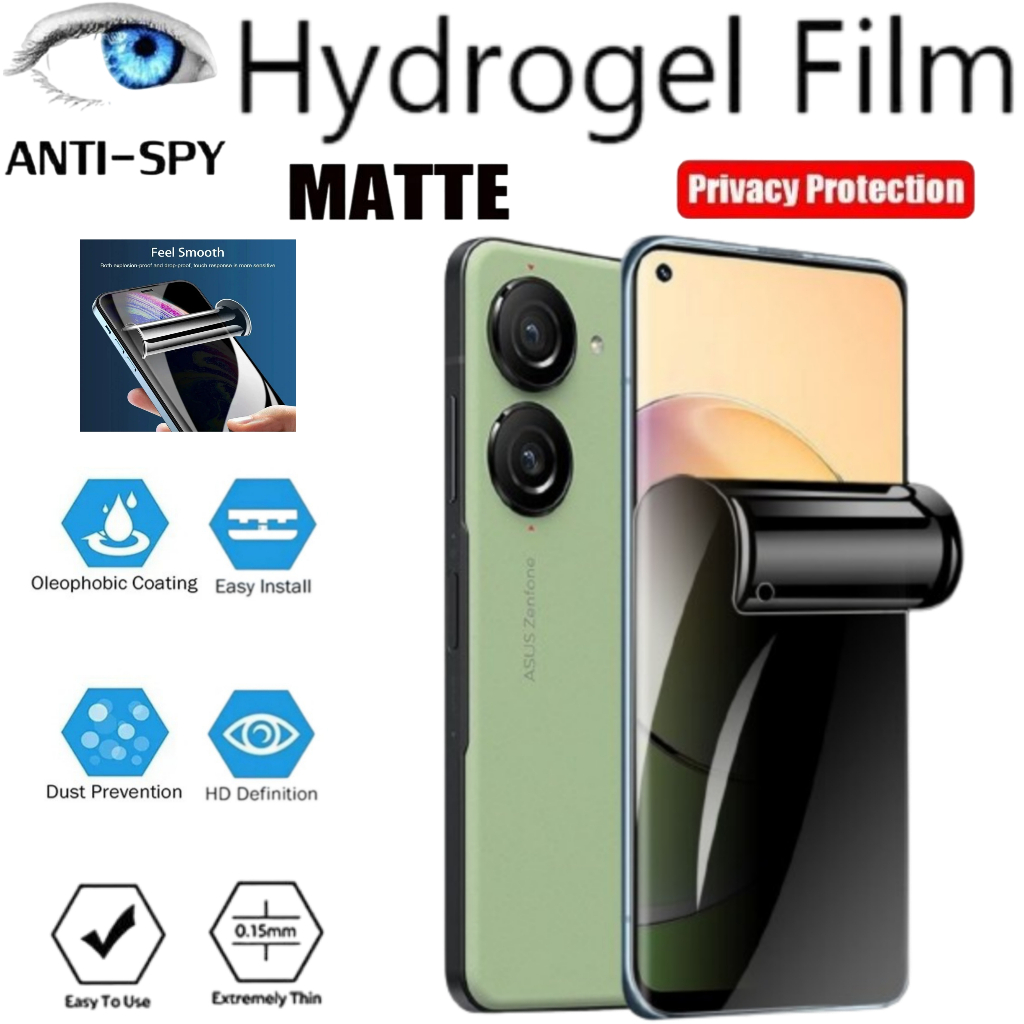 Anti gores Spy Matte Hydrogel Film Privacy Screen Protector Asus Zenfone 8 Zenfone 9 Zenfone 10