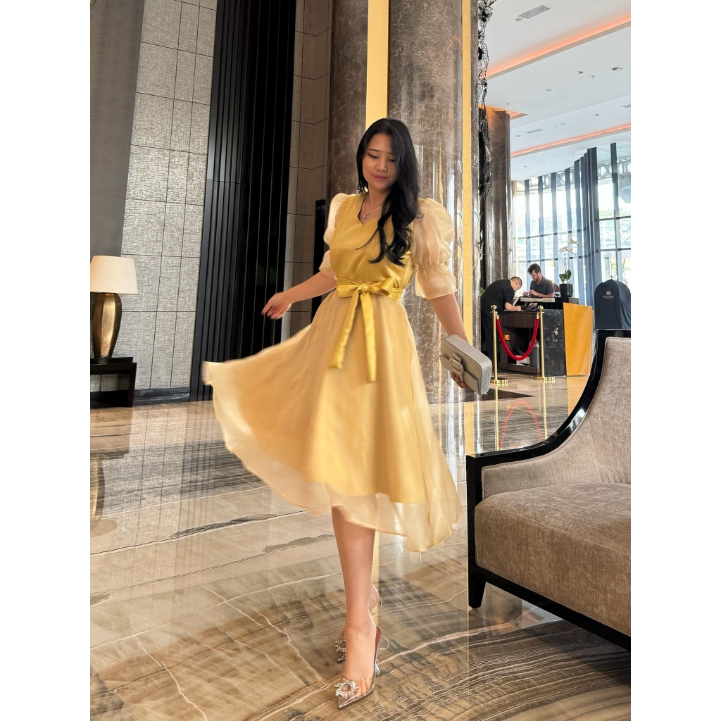 [VM] - 9019 Dress Organza / Dress Wanita / Dress Party