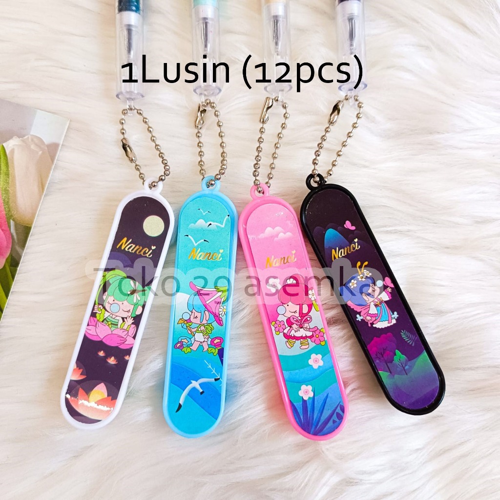 

12PCS PULPEN SELUSIN PULPEN SKATEBOARD NANCY CEWE PRINCESS KOREA KIMONO HANBOK LUCU PEN GANTUNGAN