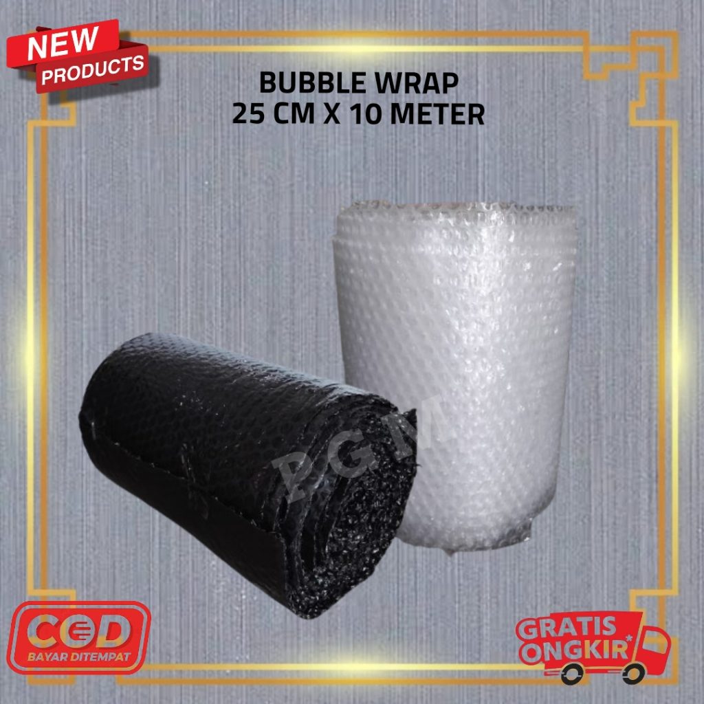 

BUBBLE WRAP 10M X 25CM TEBAL, READY WARNA HITAM & PUTIH