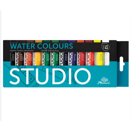

Gramedia Batam - PHOENIX Studio water-colors Aquarelle 12ml x 12 colors PW1212S
