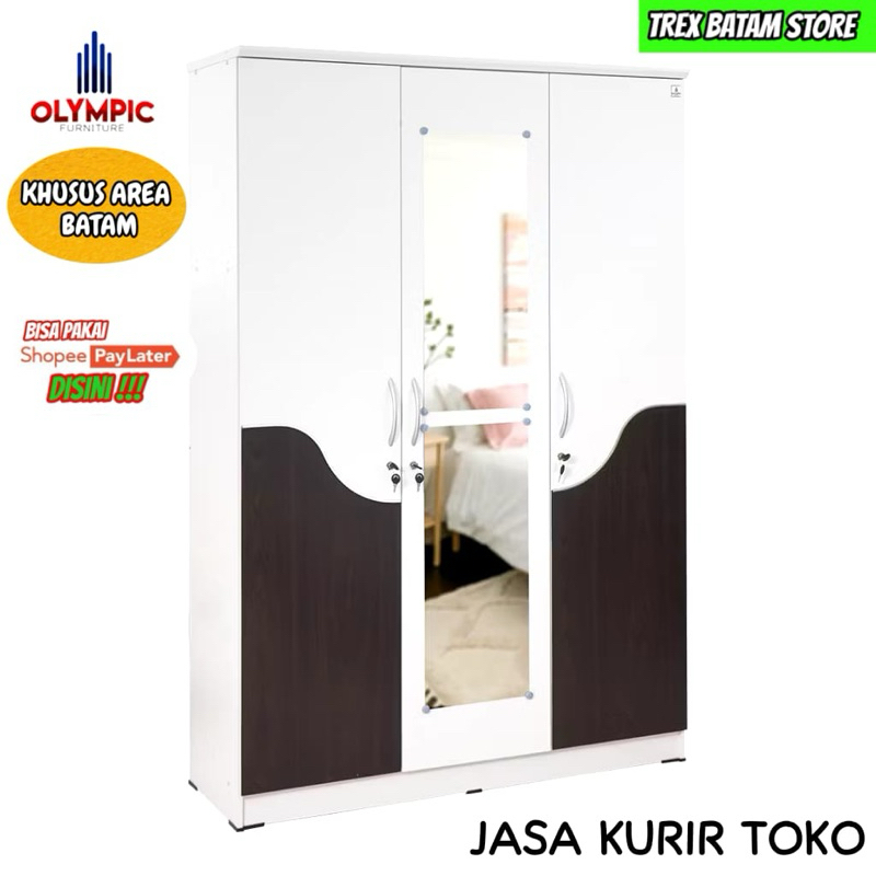 LEMARI PAKAIAN 3 PINTU KAYU LP ALANA 3P + RAKIT [ BATAM ]