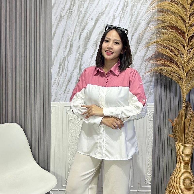 Kalina combi shirt Atasan wanita, kemeja, blouse wanita
