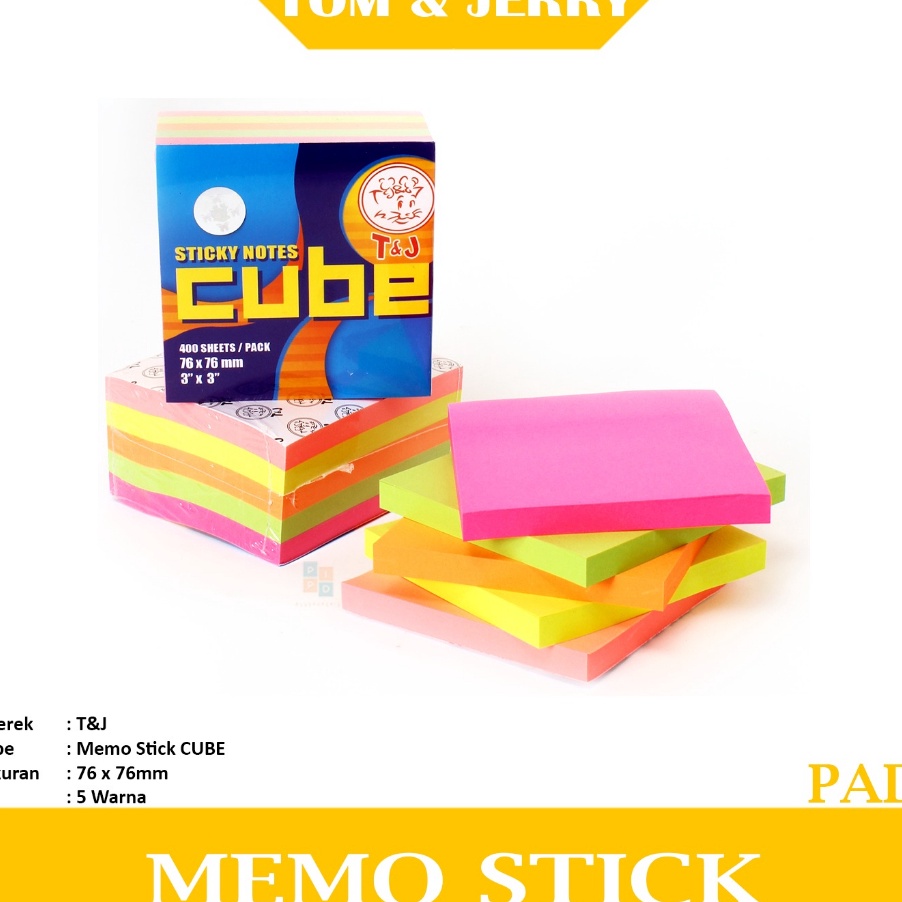 

CASHBACK LANGSUNG TOM JERRY Sticky Notes Warna Cube 654 Pad