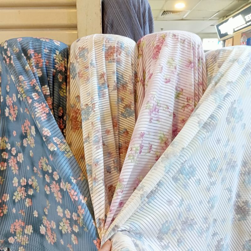 Kain/Bahan Jersey Motif Bunga Salur / Kain Jersey Motif Bunga / Jersey Spandek Bunga