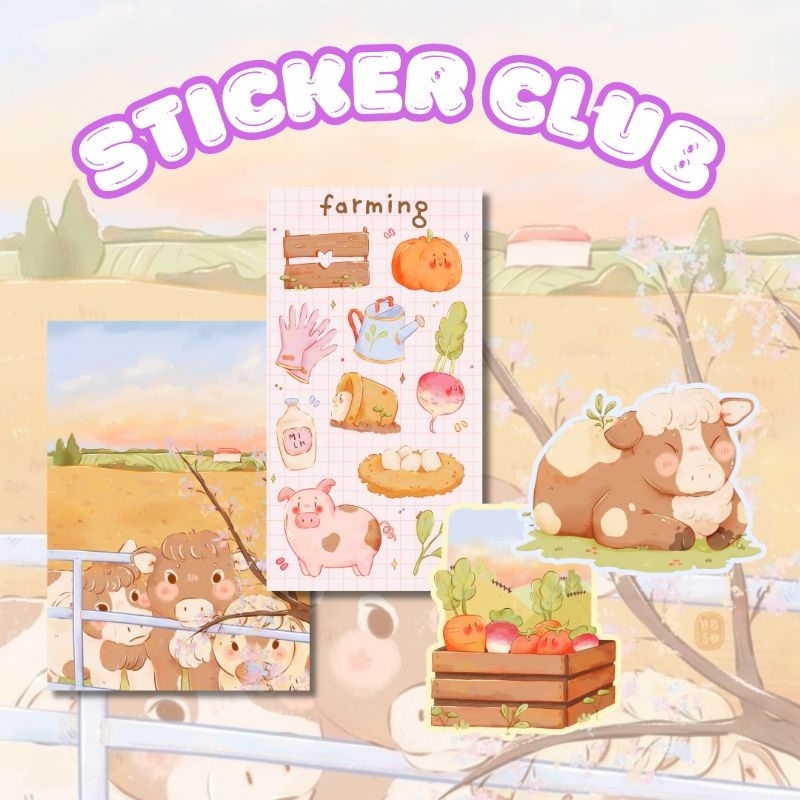 

BlossomB - farming Hand drawing sticker sheet / waterproof sticker / sticker deco / sticker vinyl aesthetic / handmade sticker / sticker tumblr / stiker anti air / sticker buku journal / sticker HP laptop