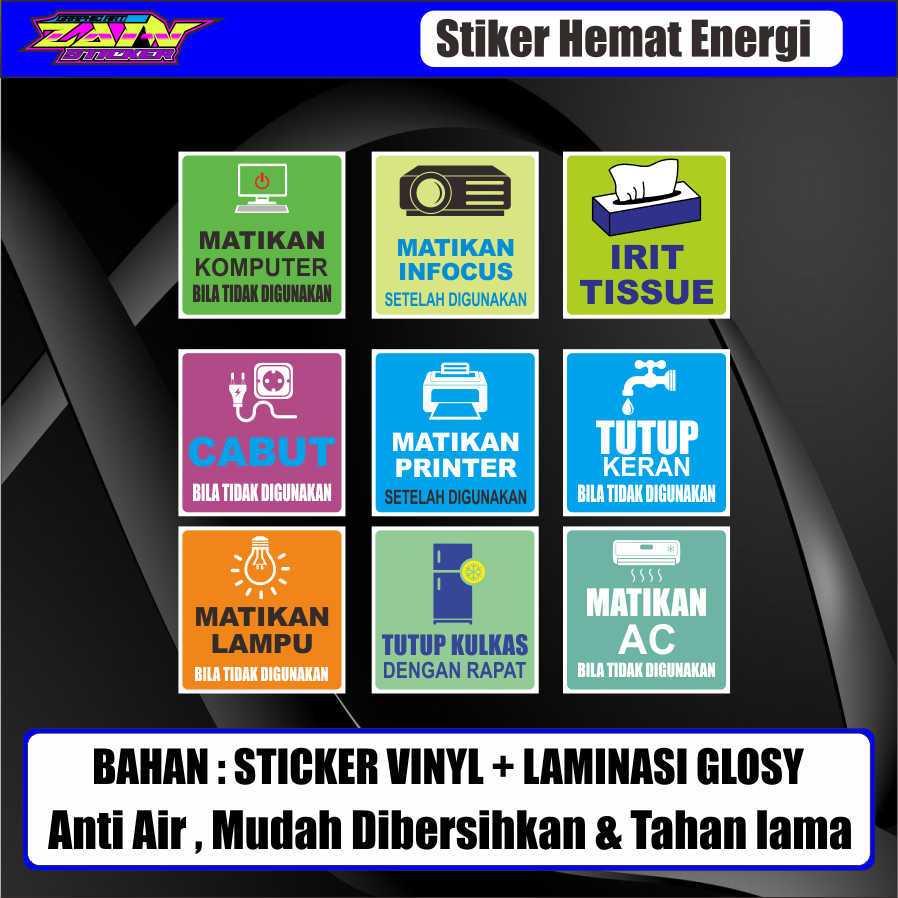 

Stiker Hemat Energi, Waterproof, Stiker Matikan lampu, Stiker Cabut Colokan Listrik, Stiker Tutup Keran, Stiker Matikan AC Stiker Matikan........