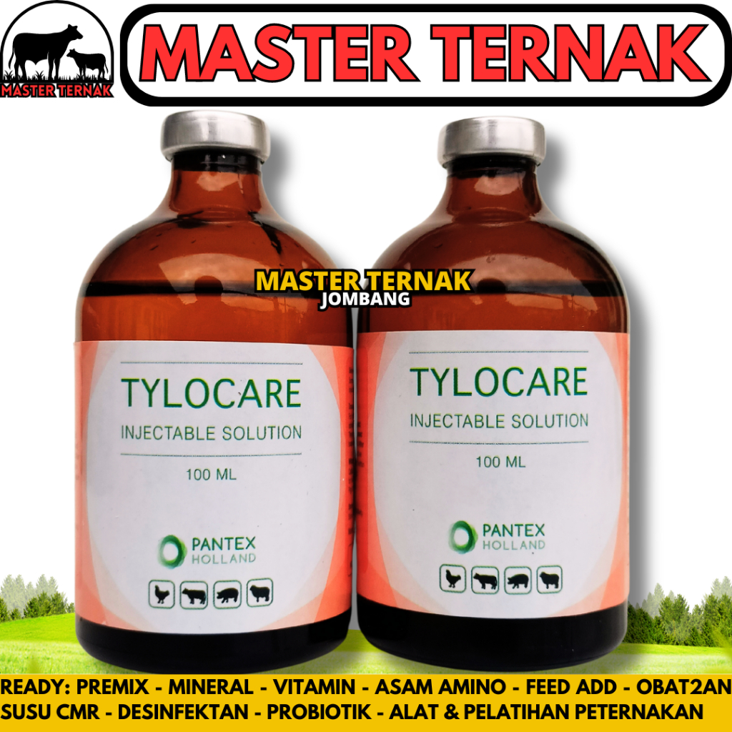 TYLOCARE 100ML PANTEX HOLLAND - Tylosin Obat Antibiotik Pernafasan Hewan Ternak Sapi Kambing Babi An