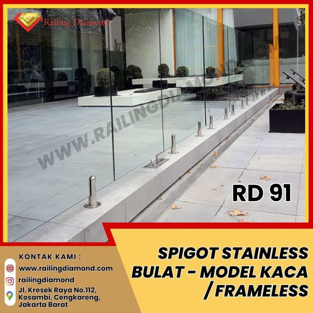 Spigot Railing Tangga Stainless SUS 304 RD 91