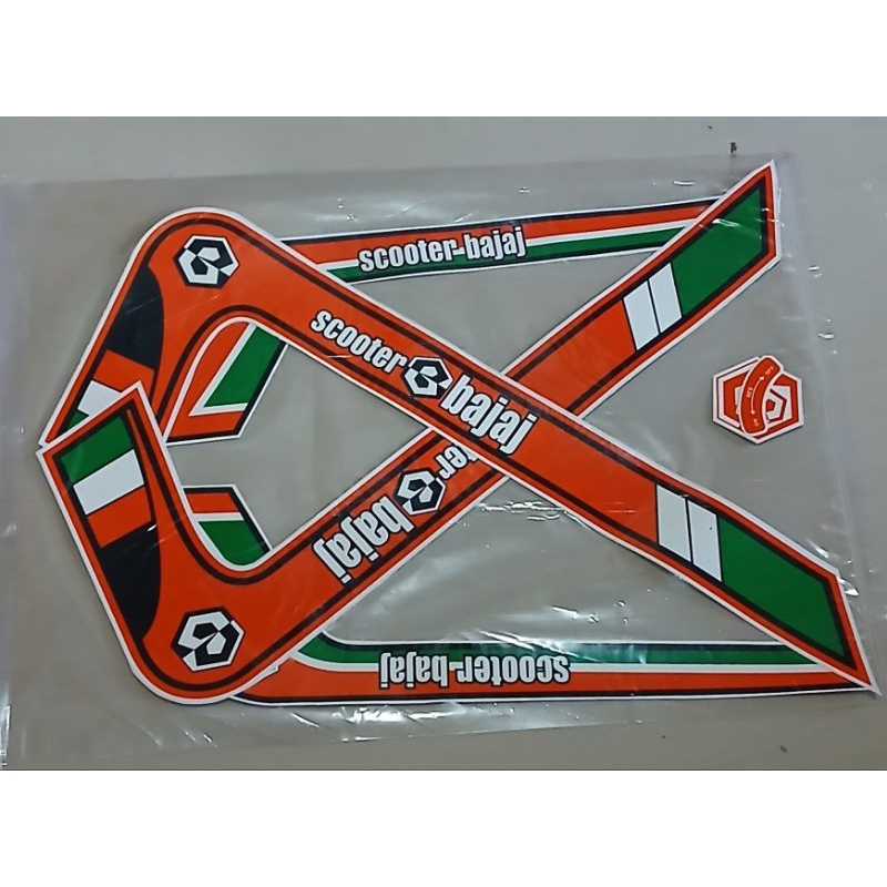 Sticker Striping Body Vespa Bajaj Universal Orange