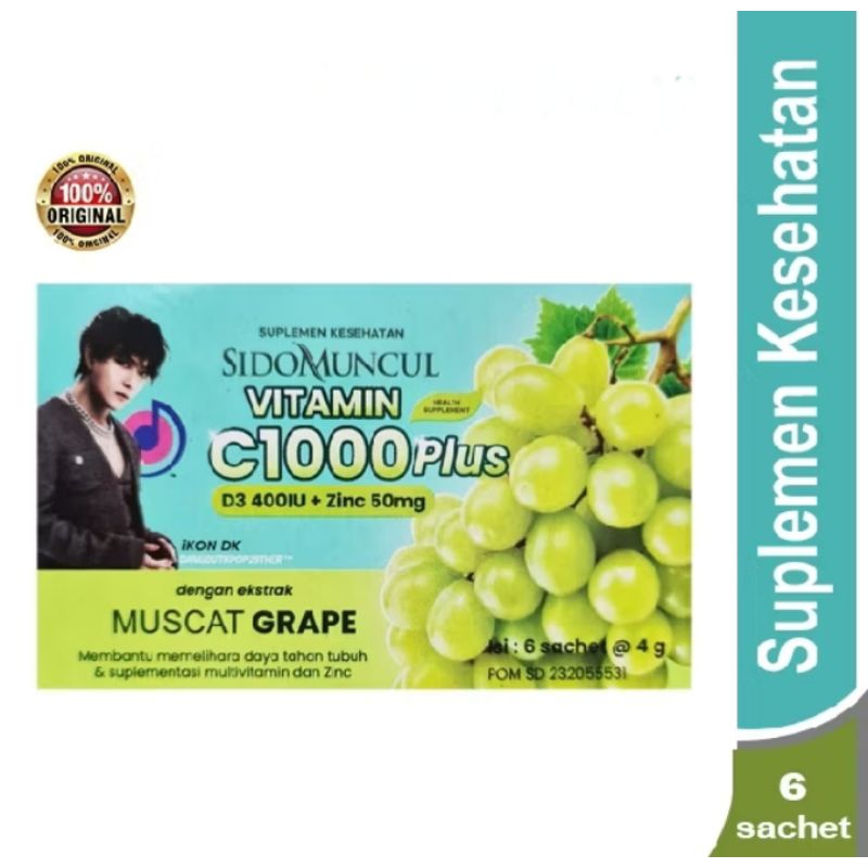 

sido muncul vitamin C1000plus Muscat grape perbok isi 6 sachet