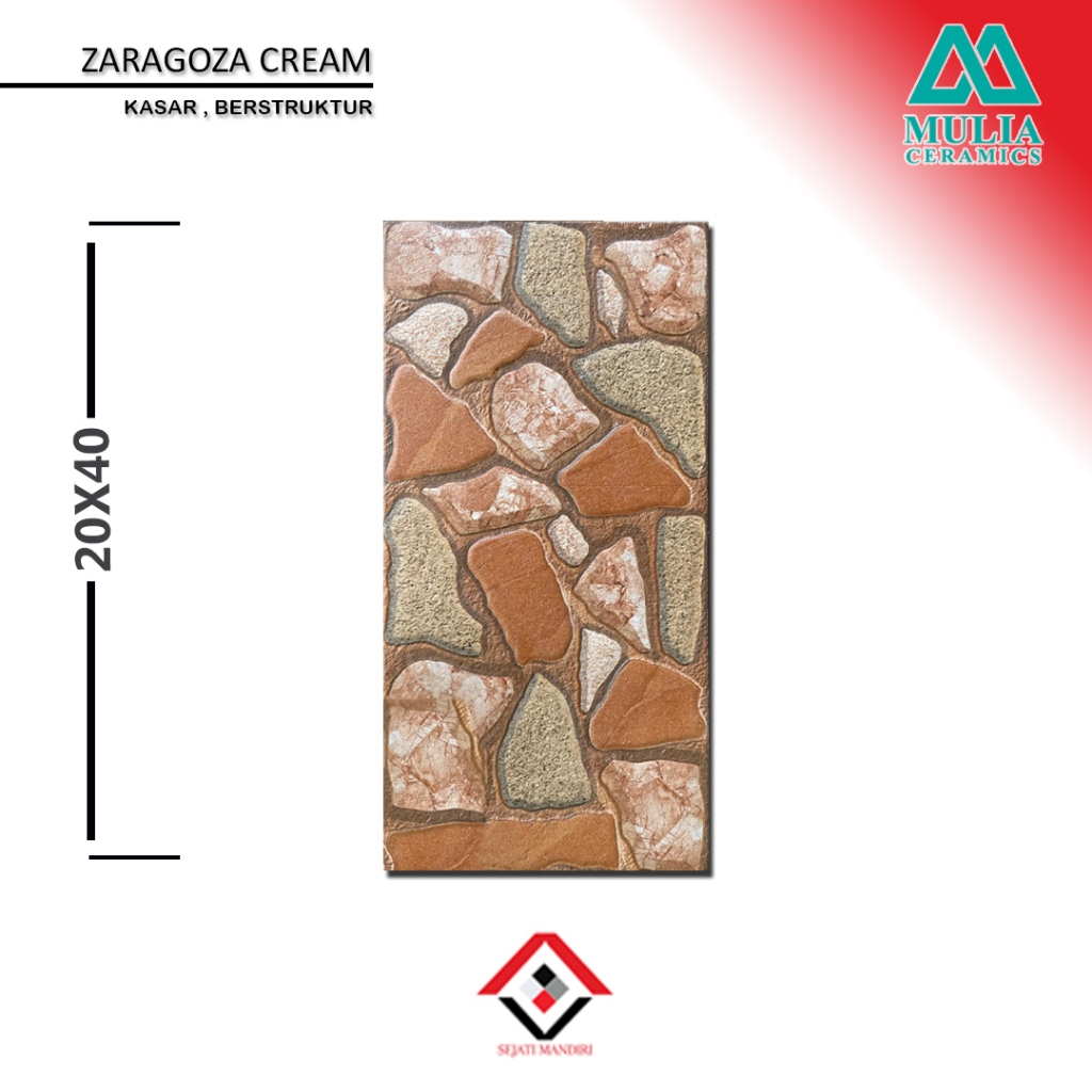 keramik 20x40 - motif batu alam - mulia zaragoza cream