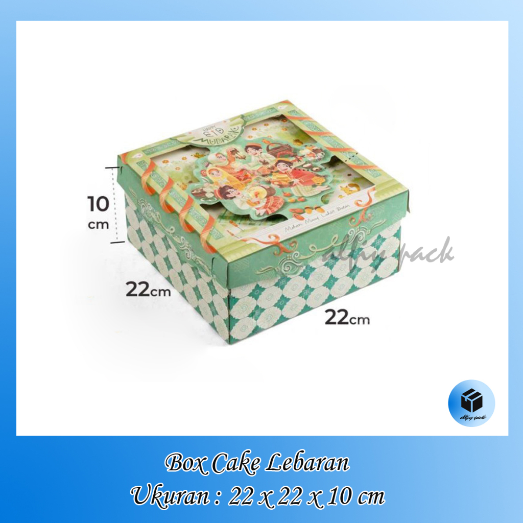 

BOX CAKE LEBARAN 22X22X10 CM DUS PACKAGING HAMPERS IDUL FITRI KOTAK KUE PARCEL IFTAR
