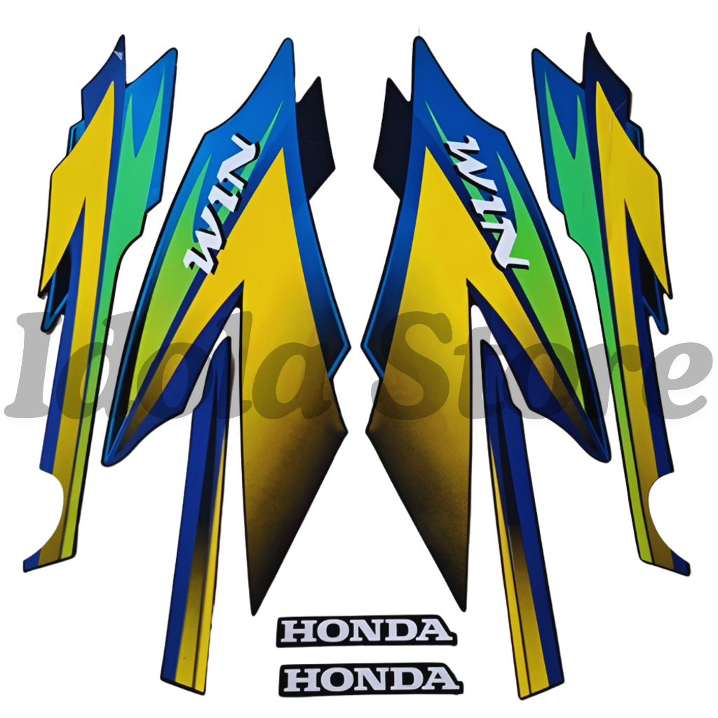 Stiker Striping Honda Win 100 2005 Hijau Kuning List Body Motor Win 100 2005