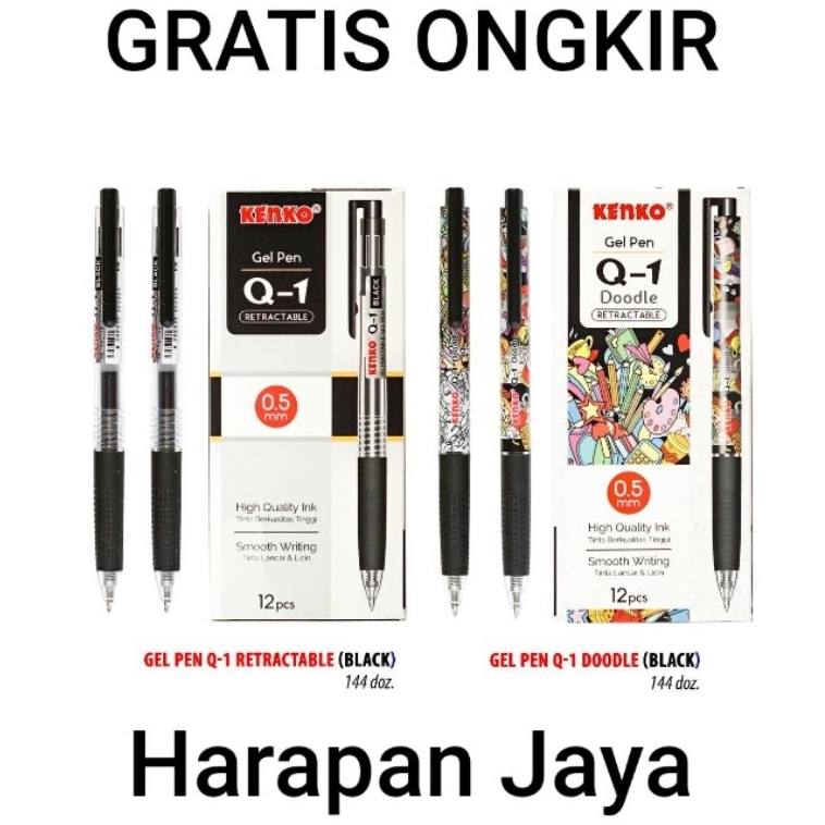 

Gel Pen Q-1 / Q-1 Doodle KENKO 0.5mm Per Lusin ( ISI 12 PCS )