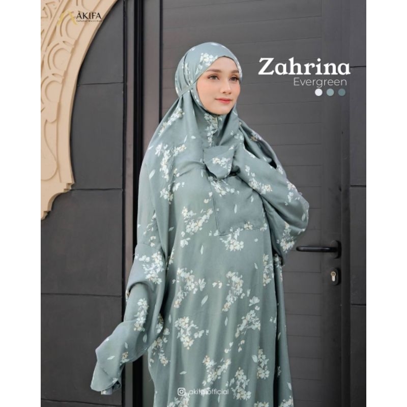 ZAHRINA - AKIFA - PRAYER SET - MUKENA ADEM - MUKENA TERUSAN - WARNA EVERGREEN