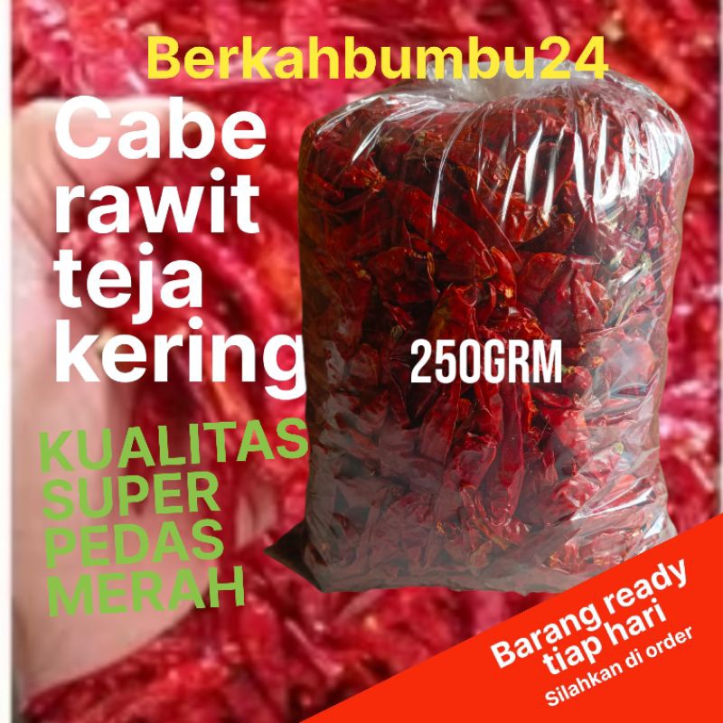 

kemasan ( 250grm ) CABE RAWIT TEJA CAPLAK KERING KUALITAS SUPER PEDAS tanpa tangkai