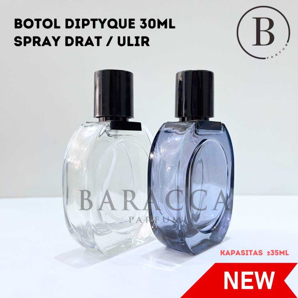 NEW BOTOL PARFUM DIPTYQUE 30ML DRAT HITAM - BOTOL PARFUM OVAL 30ML - BOTOL PARFUM 30ML