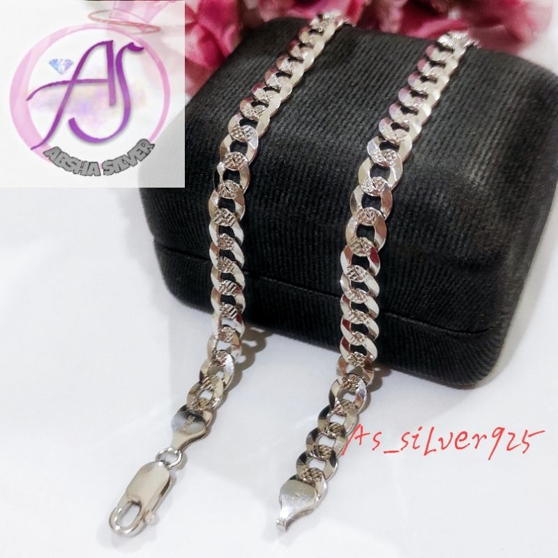 GELANG PERAK SISIK NAGA UKIR ASLI SILVER 925 LAPIS MAS PUTIH -GT SNU