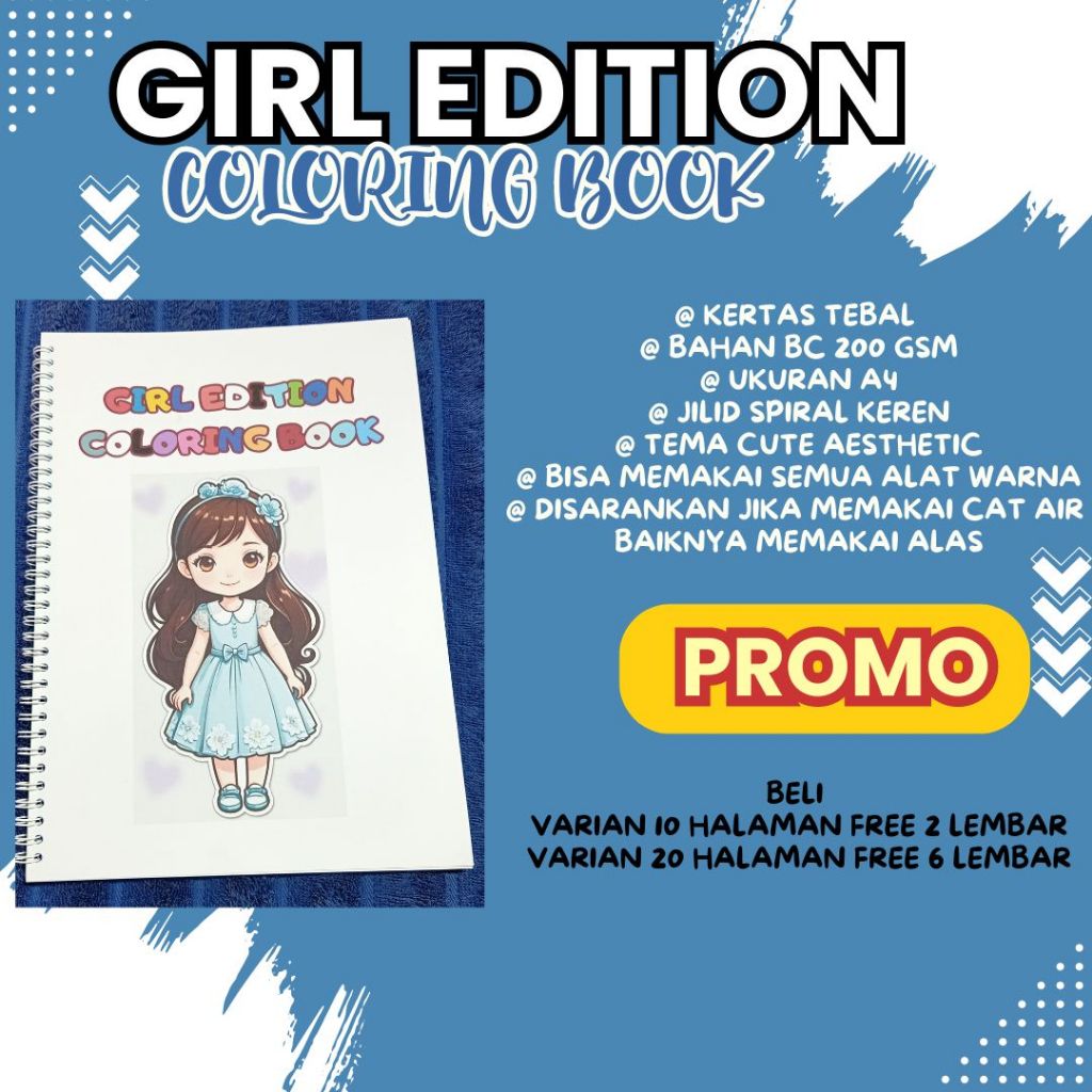 

Girl Edition Coloring Book Buku Mewarnai Anak Remaja Dewasa Aesthetic Premium Bagus Kertas Tebal