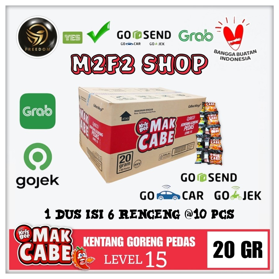 

Krisbee Mak Cabe Keripik Kentang Goreng Pedas Level 15 Sachet - 20 gr Kemasan Karton (Khusus Bluebird/Gosend/Grab)