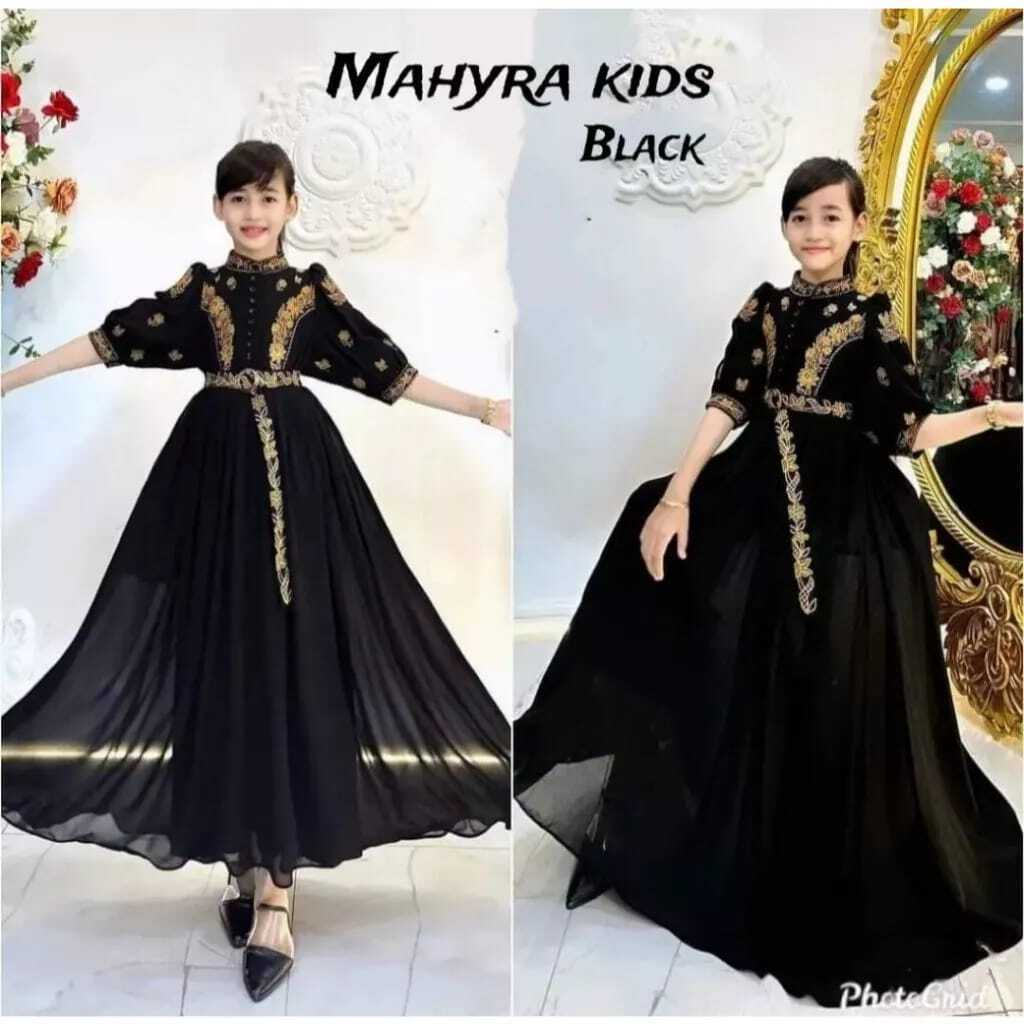 Baju Gamis Anak Perempuan Mahyra Dress Kids BO Size M L XL LD 85-90 CM PB 115 CM Estimasi Usia Anak 
