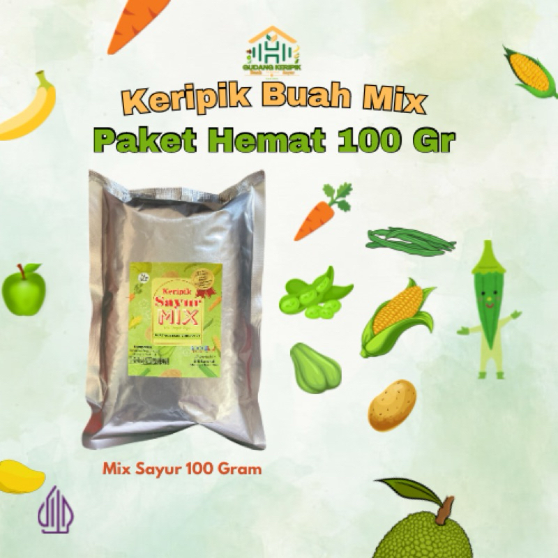 

Paket Mix KERIPIK 2 PCS (Mix Buah & Mix Sayur) 100 GRAM Termurah Apel Nangka Rambak Pisang Mangga