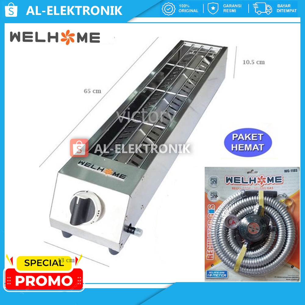 Ernarahmatih - Welhome Kompor Gas Griller Panggangan Sosis Ayam Sate Ikan Stainless