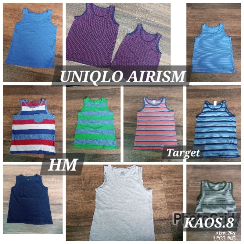 KAOS.8 KAOS SINGLET ANAK UNISEX AIRISM POLOS GARIS BAHAN LEMBUT ADEM 2Y-6Y