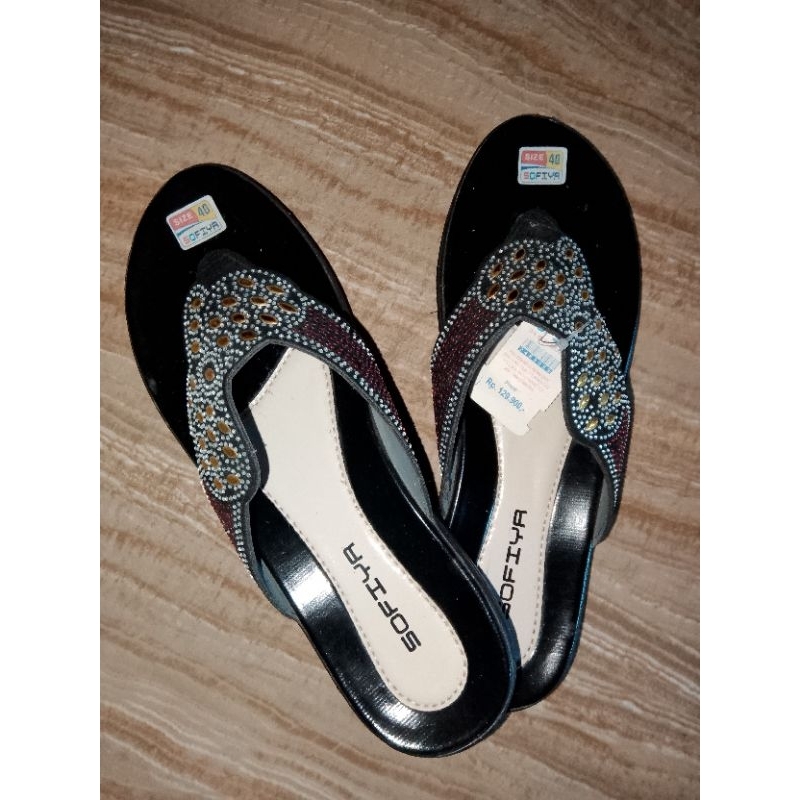 Sandal Sofiya jepit new model pernak-pernik