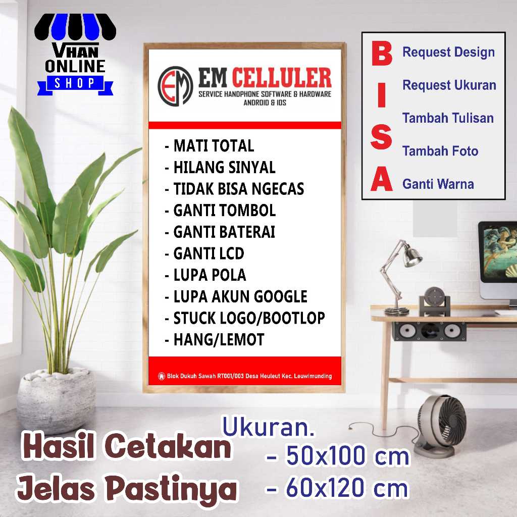 Spanduk Banner Custom Daftar Pelayanan Service HP