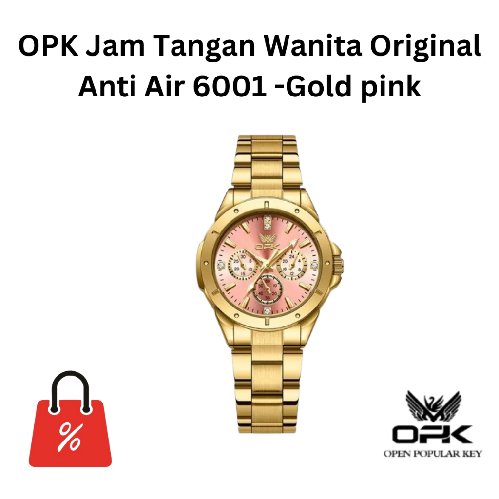 OPK Jam Tangan Wanita Original Anti Air 6001 -Gold pink