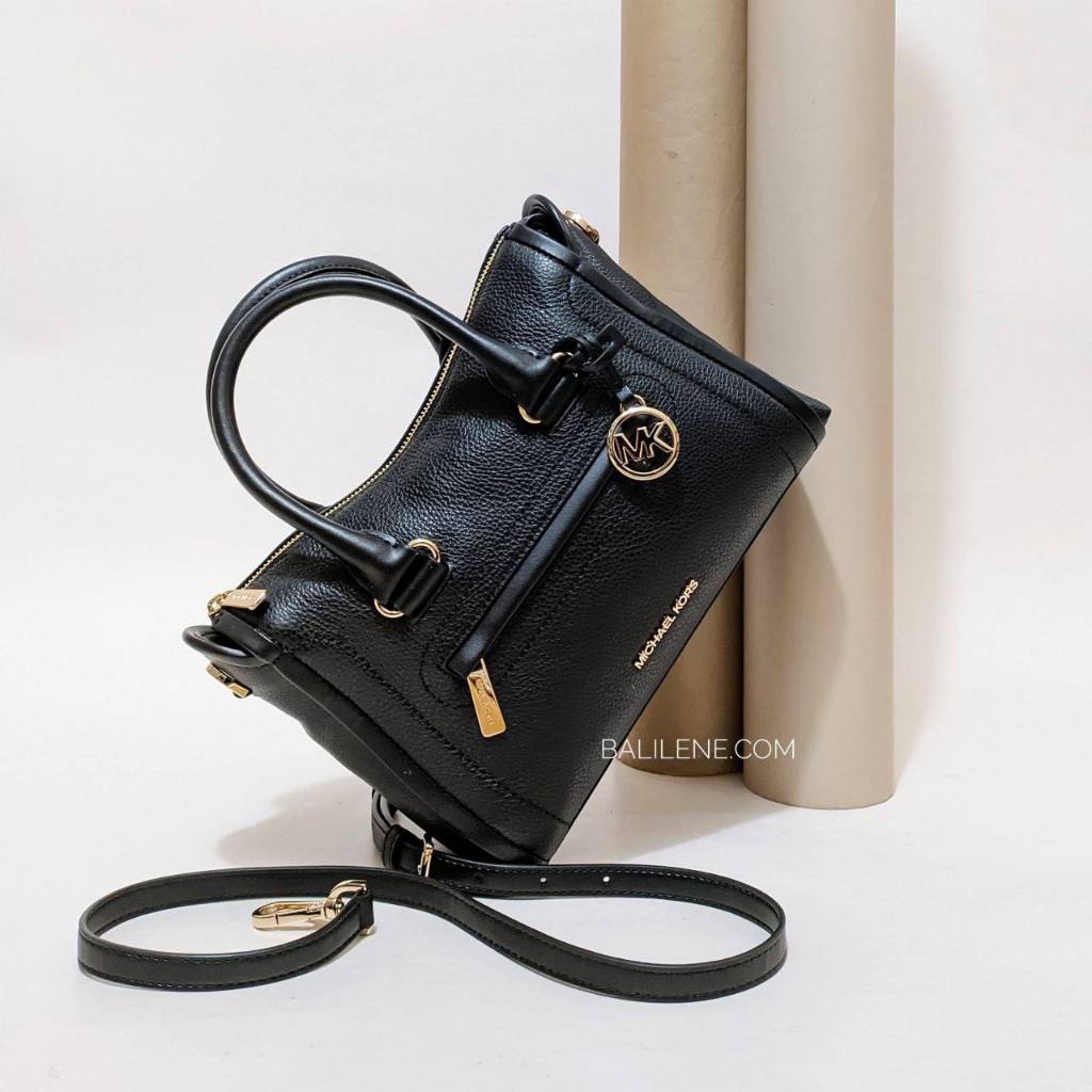 Michael Kors Carine Extra-Small Pebbled Leather Satchel Black