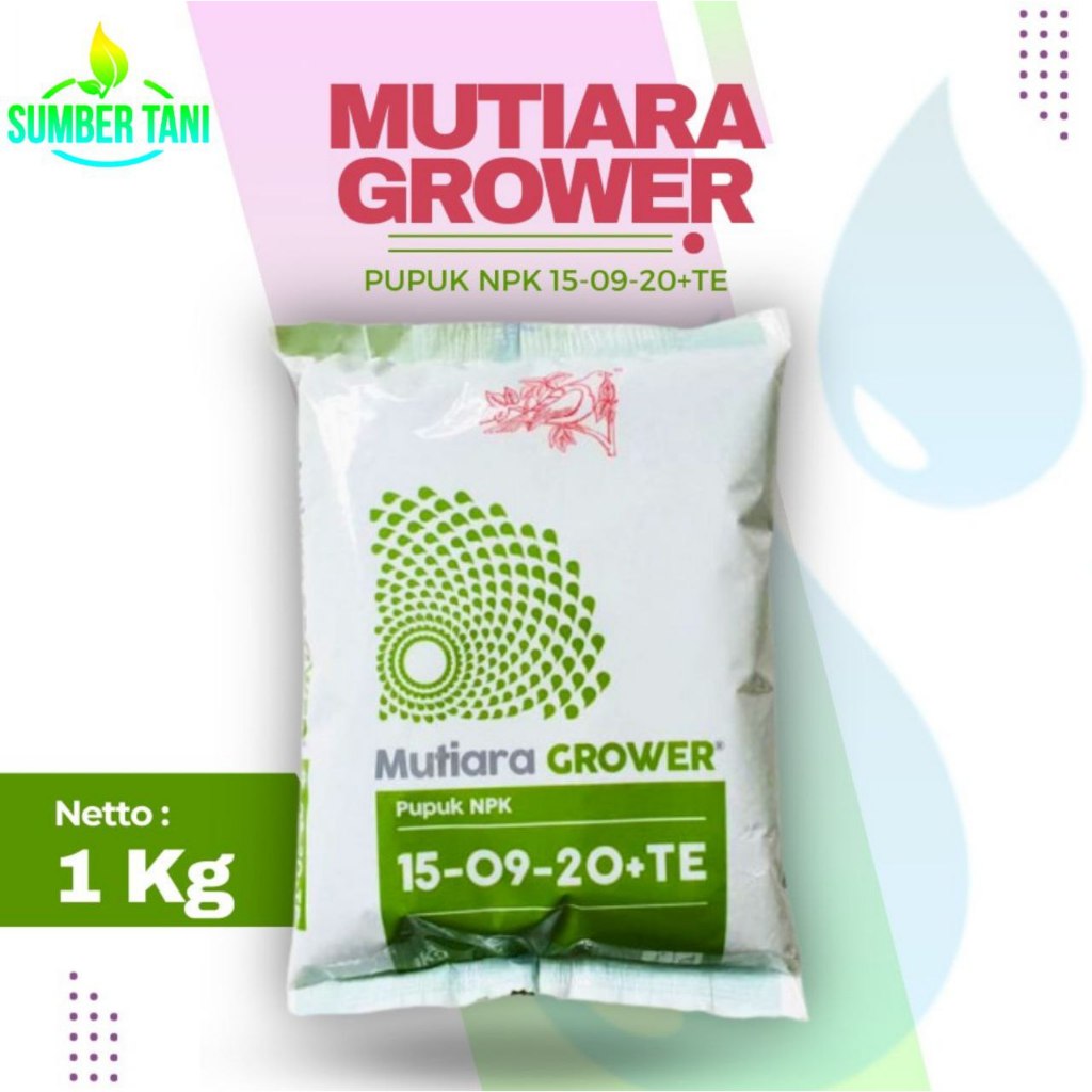 

Pupuk Pembuahan NPK GROWER 15-09-20+TE MUTIARA MEROKE KEMASAN PABRIK 1 KG