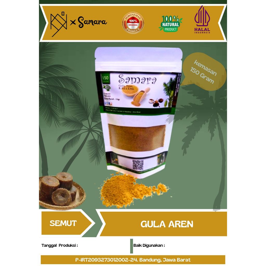 

Samara Gula Aren Bubuk 150 Gram (Palm Sugar/ Gula Semut) Organik, Premium.