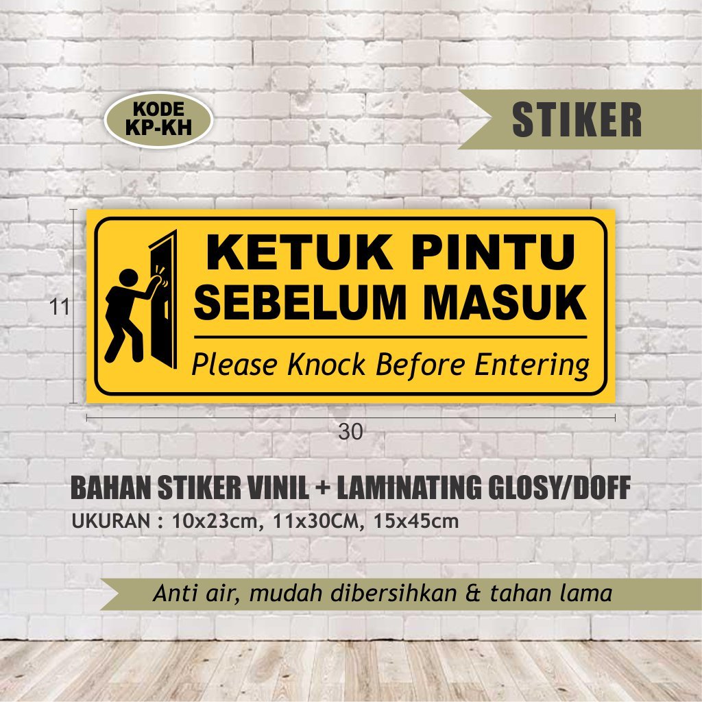 

STIKER DINDING KETUK PINTU SEMBELUM MASUK + LAMINATING GLOSY