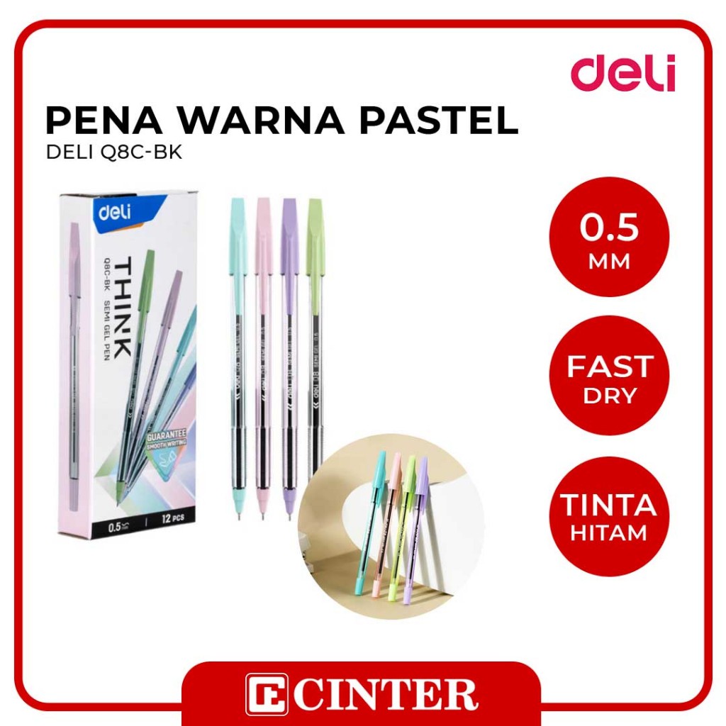 

DELI - PENA GEL / PULPEN THINK Q8C-BK SEMI GEL 0.5 BLACK