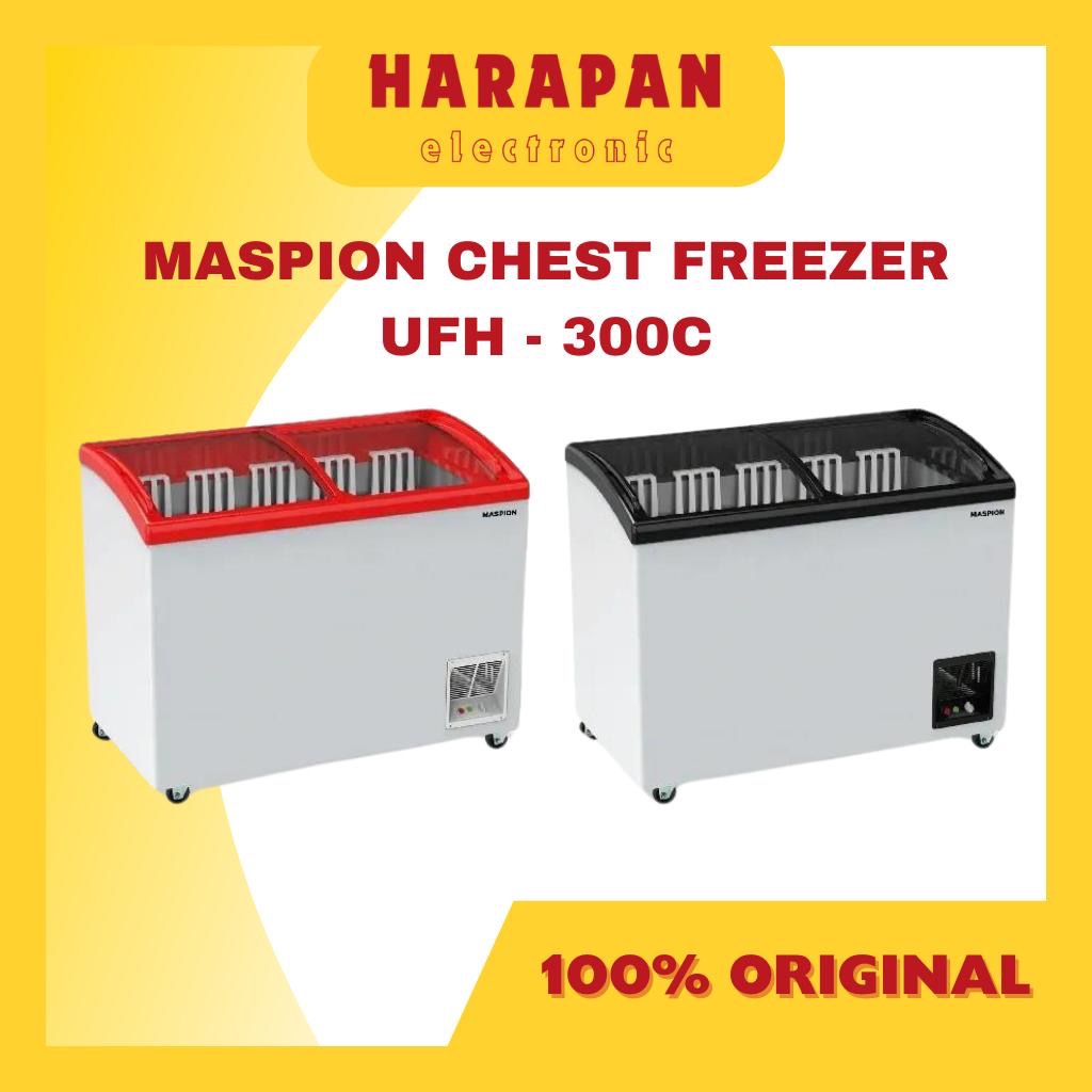 MASPION UFH 300 CFK CHEST FREEZER UFH-300C BOX 300 LITER LEMARI PEMBEKU SLIDING FROZEN FOOD