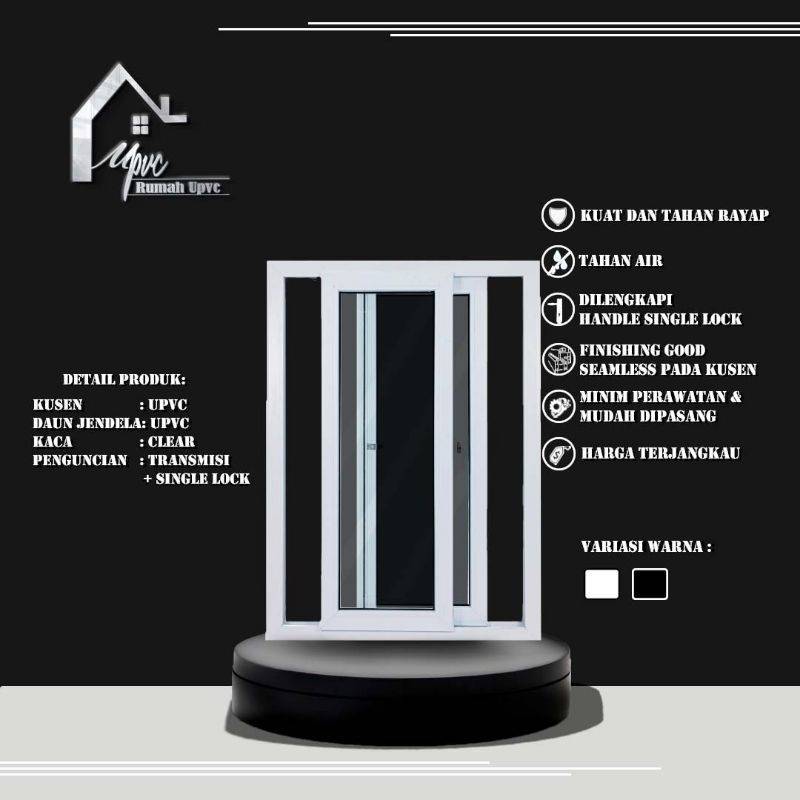 JENDELA SLIDING 2 DAUN PUTIH UPVC PREMIUM