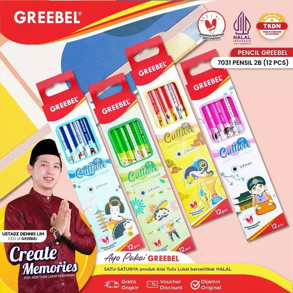 

GREEBEL Pensil Kayu 2B (7031) Culture / Pensil Tulis / Grafit / Graphite / Pensil Ujian Sekolah / Pensil Gambar