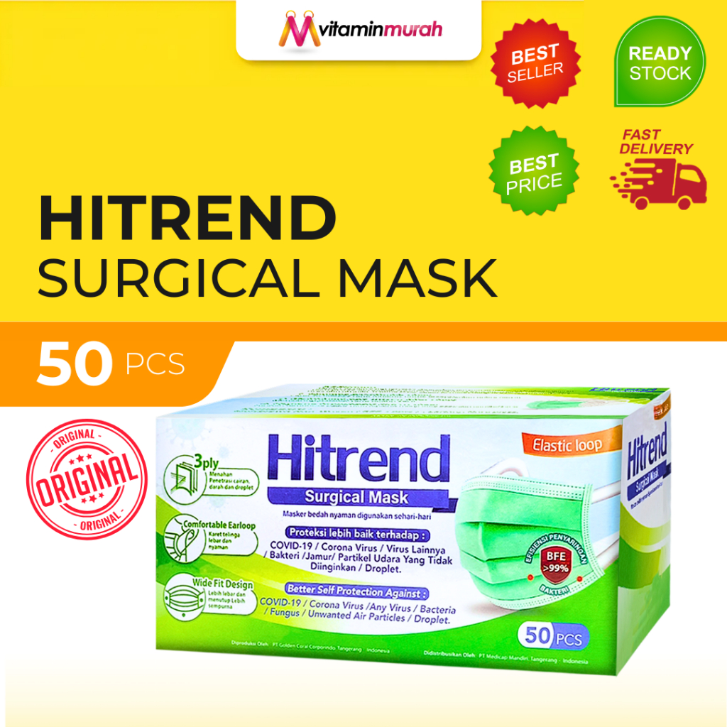 Masker Medis 3 Ply HITREND BFE 99%
