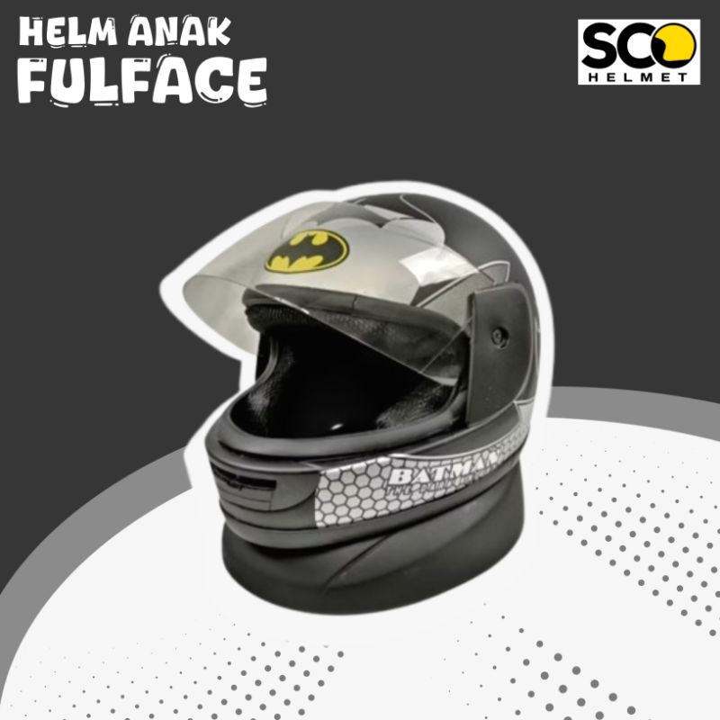 Helm Full Face Anak Anak Klasik Junior Premium SNI BATMAN