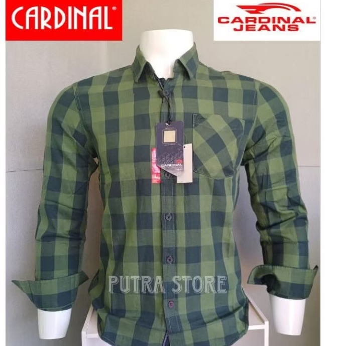 KEMEJA PRIA CARDINAL JEANS ORIGINAL HIJAU KOTAK KOTAK