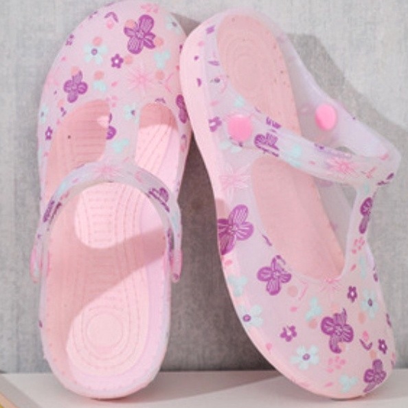 Diskon Sandal Sepatu Wanita OKAIDO MDLCrocs Motif Bunga Bahan Jelly Bening Transparan