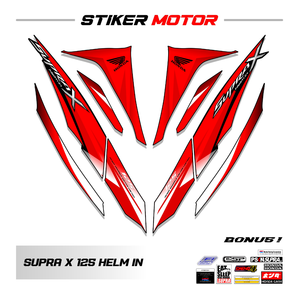 SP101 Striping Stiker Motor Supra X 125 Helm In 2010 2011 Variasi Sticker Motif Line Racing laminasi