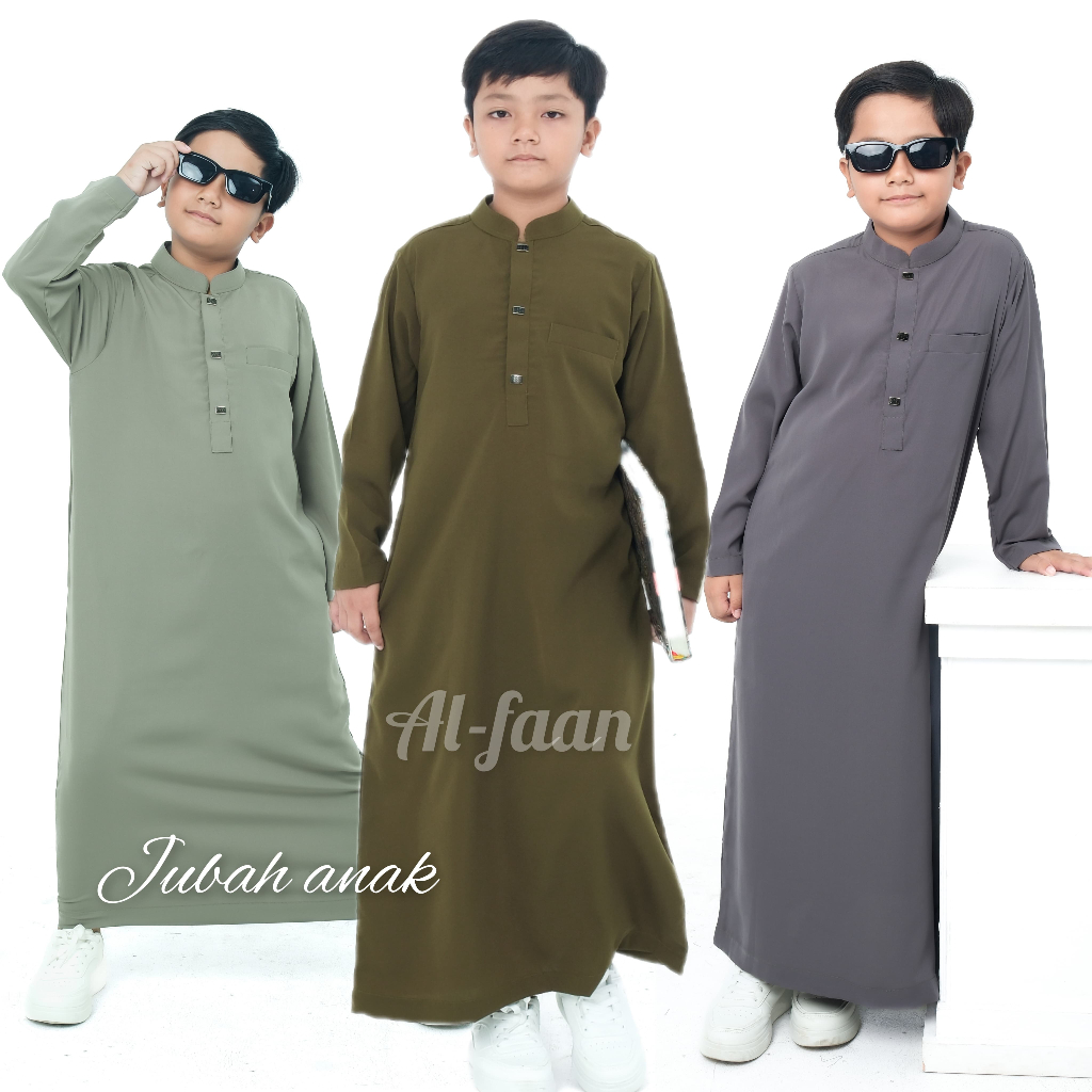 Jubah anak pria jubah remaja gamis anak jubah muslim pria panjang hitam katun robes