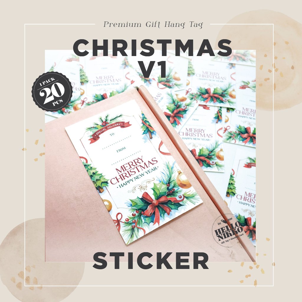 

Christmas V1 Sticker label pengiriman - Hang tag kartu ucapan kado hampers parcel box ultah natal christmas