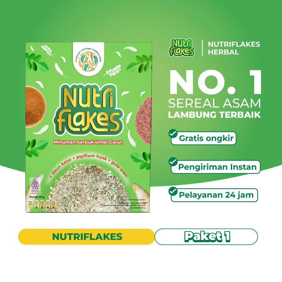 

Nutriflakes Sereal Umbi Garut Asam Lambung - Ampuh Mengatasi Asam Lambung Gerd, Maag 1 Box