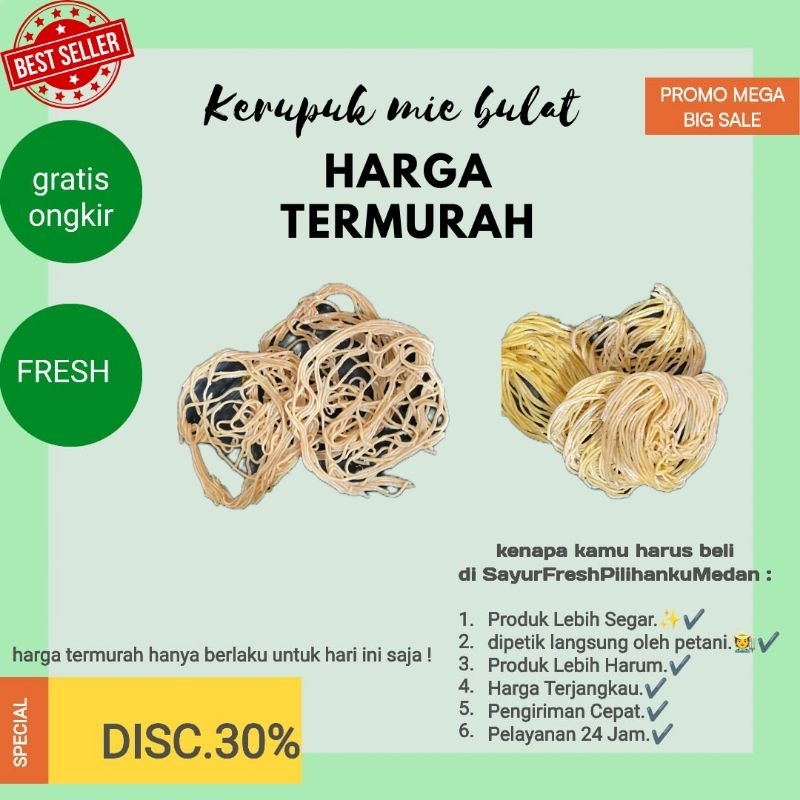 

promo termurah kerupuk mie bulat gepeng & renggang lebih renyah ready stok siap kirim gratis ongkir